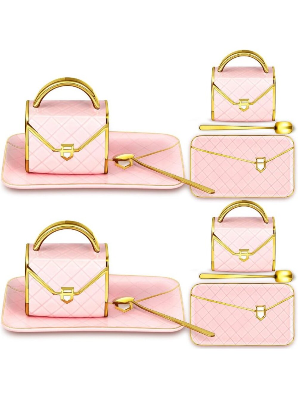 Elegant Pink Handbag Shaped Coffee Mug Set - Unique Gift for Her, Stylish Design